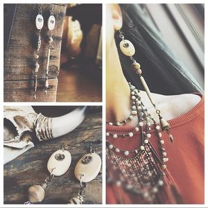 Elegant Artisan Wooden Bead Duster Earrings